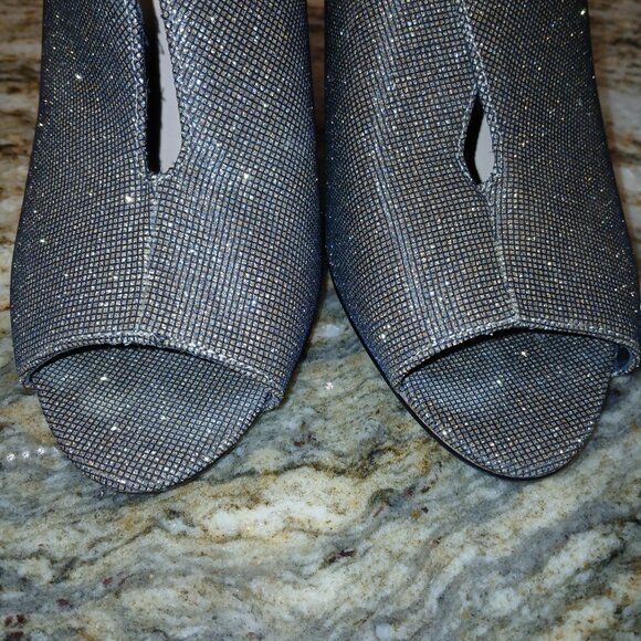 Nina Glitter Peep‑Toe Booties | Cutout Ankle Heels - Picture 4 of 7